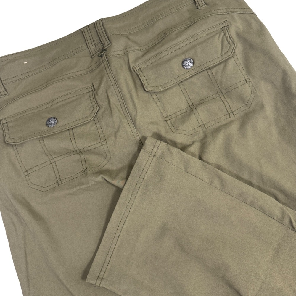 Prana Halle Roll Up Pants Womens 12 Olive Green Straight Leg Hiking Outdoor
